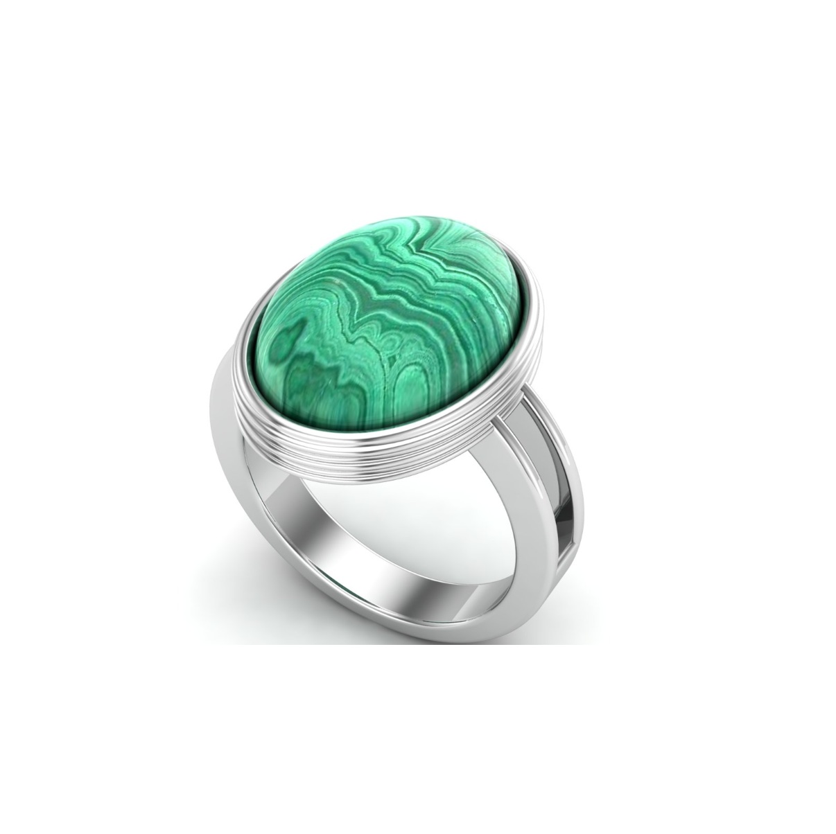 Bague malachite argent Palma chevalière